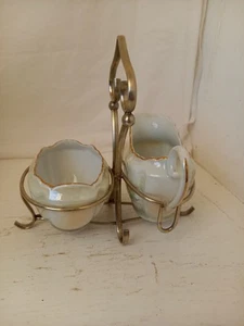 Vintage Milk Jug and Sugar Bowl Set On Silver Plated Stand - Picture 1 of 24