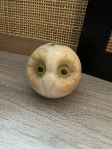 Vintage Owl Alabaster Stone Carved Glass Eyes Paperweight sculpture - Picture 1 of 4
