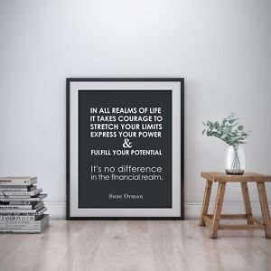 Suze Orman Inspirational Wall Art Print Motivational Quote Poster Decor Gift Her