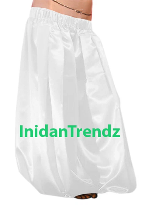 Белый - атласный гарем йога брюки танец живота панталоны брюки Аладдин Хэллоуин - Изображение 1 из 1