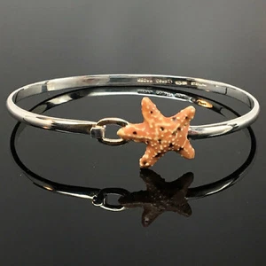Sterling Silver STARFISH Bangle Bracelet ENAMEL Beach Jewelry WEDDING Bridesmaid - Picture 1 of 2