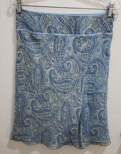 Vtg The Limited Womens Knee-Length Skirt 100% Silk Blue Paisley Y2K Fairy Boho 4 - Picture 1 of 8