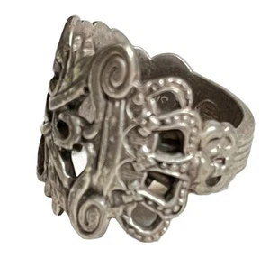 Anello a cucchiaio firmato argento sterling con corona antica larga misura 8 12,25 g - Foto 1 di 5