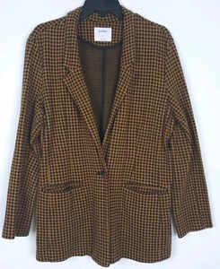 OLD NAVY Jacquard Houndstooth Boyfriend Blazer Womens XL Camel Black Academia - Picture 1 of 12