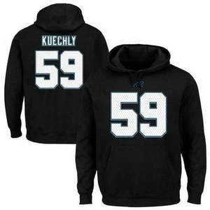 FELPA CON CAPPUCCIO CAROLINA PANTHERS LUKE KUECHLY IDONEI RECEIVER NERA NUOVA CON ETICHETTE - Foto 1 di 5