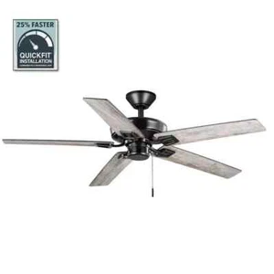 Hampton Bay Bayfield 52 in. Indoor Matte Black Dry Rated Downrod Ceiling Fan - Picture 1 of 11