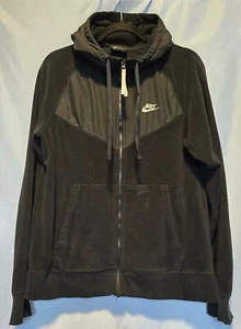 Nike Mens Polar Fleece Full-Zip Windrunner Hoodie Monochrome Black Size Medium - Picture 1 of 4