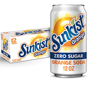 Sunkist Zero Sugar Orange Soda, 12 Flüssigunzen Dosen, 12er-Pack
