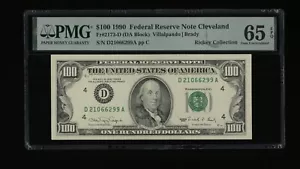 DBR 1990 $100 FRN Cleveland Gem Fr. 2173-D PMG 65 EPQ Serial D21066299A - Picture 1 of 2