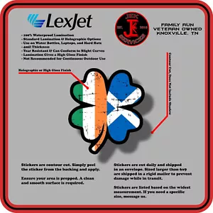 Scotch Irish Flag Clover Waterproof Sticker Decal for Water Bottles & Laptops - Picture 1 of 2