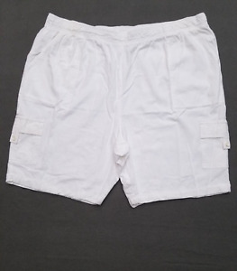 Basic Editions Shorts XXL Women's White 100%Cotton Cargo Elastic Waist Pull On