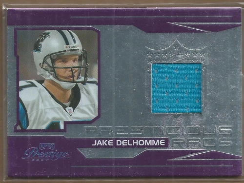 2007 Prestige Prestigious Pros Materials Purple #4 Jake Delhomme Jersey /250 - Image 1 of 1