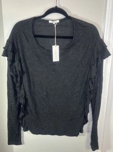 Z Supply Adele Sparkle Ruffle Top Womens M Black NWT! - Picture 1 of 10