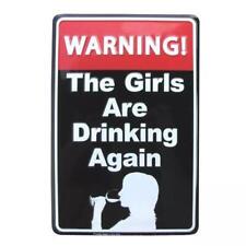 Metal Tin Sign Plate Warn Girls Drinking Happy Hr Cave Wall Home Bar CLub Decor