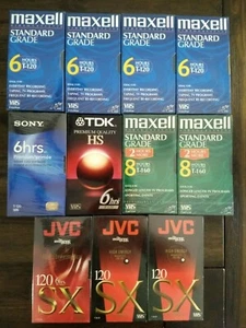 Loris-lotti Lotto di 11 NASTRI VIDEOCASSETTE VHS T-120 NUOVI multimarca e grado - Foto 1 di 1