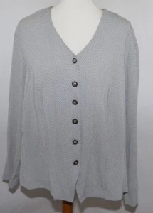 Vintage Michael Blake grau schwarz Punkte Button-Down Bluse Top Made in USA Damen 18 - Bild 1 von 8