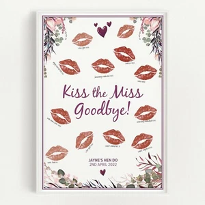 Hen Party Game KISS the MISS Goodbye Accessories Personalised Do Gift Keepsake - Picture 1 of 12