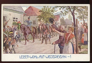 Postcard Lebet Well, Goodbye Card Confederation of German Austrians 18/8/14 - Picture 1 of 2