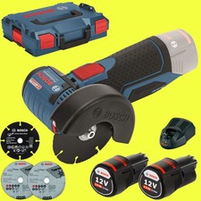 BOSCH Akku-Winkelschleifer GWS 12V-76 mit 2x 2,0 Ah + Lader + L-Boxx wie 10,8 
