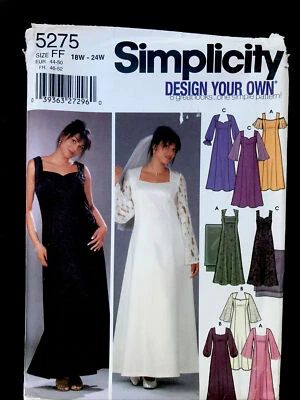 Vestido de noche y chal nupcial diseño propio SIN CORTAR 18-24 patrón Simplicity 5275 Foto 1 de 2