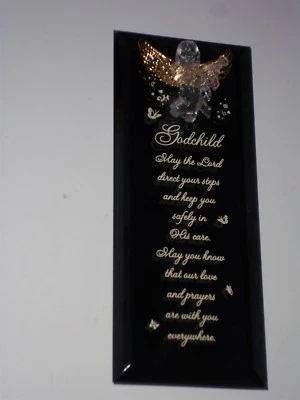 Placa inspiradora Godchild con soporte - vidrio biselado, NUEVA - bonito regalo Foto 1 de 4