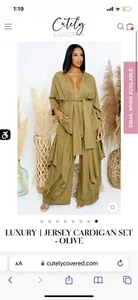 Cutely Covered Luxury Jersey Cardigan Pants Set XL Curvy Ladies - Picture 1 of 3
