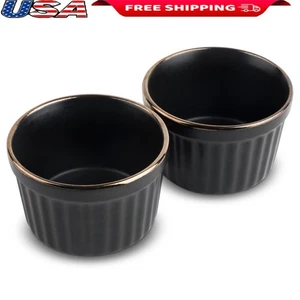 Juego de 2 piezas Ramekin gres horno seguro crema Brûlée Soufflés apto para lavavajillas EE. UU. - Imagen 1 de 8