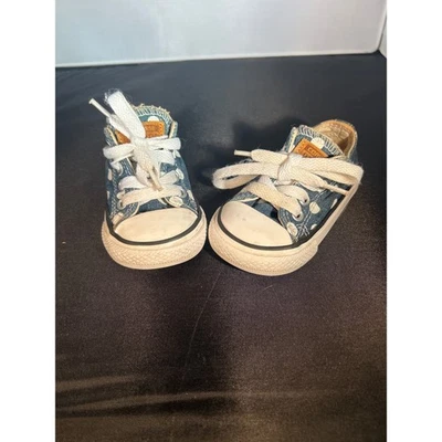 Converse All Star Denim Polka Dot High Top Sneakers Toddler Size 4 Cute - Image 1 of 4