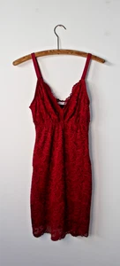 Mini Vestido Cosabella Rojo Rubí Encaje S Hecho en Italia Cuello en V - Imagen 1 de 10