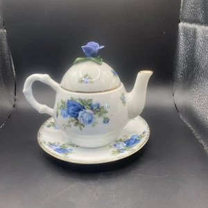 Tetera personal Royal Albert Moonlight Rose con platillo que falta taza *LEER* - Imagen 1 de 10