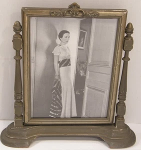 VINTAGE ART DECO SILBER HOLZ KIPPBAR DREHBAR BILDERRAHMEN TISCHPLATTE HÄLT 8X10 - Bild 1 von 24