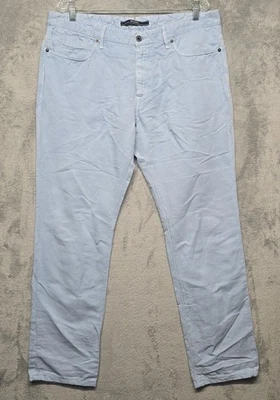 Pantalones Incotex Para Hombre Talla 38 Azul Claro Rayo Regular Chinolino 5 Bolsillos Lino Algodón Foto 1 de 4