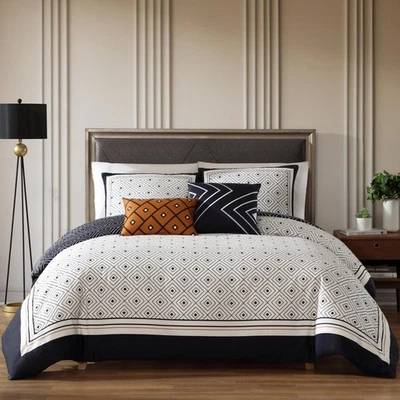 Bebejan Geometric 100% Cotton 5 Piece Reversible Comforter Set in QUEEN Size - Image 1 of 4