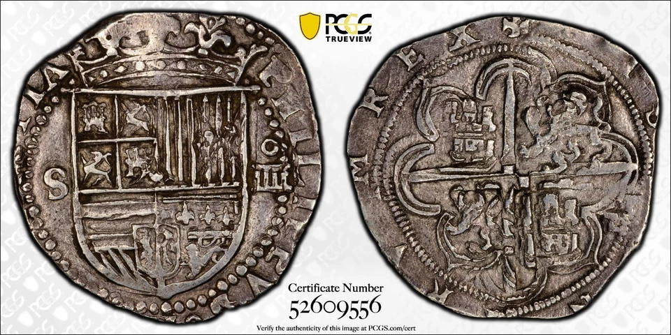 SPAIN Philip II(1556-1588) SD Silver 4 Reales Seville PCGS AU55 TOP GRADED C-573 - Image 1 of 4