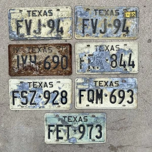 Texas License Plate Lot of 7 - 1970s & 1980s U.S. License Plates - Picture 1 of 2
