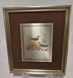 Reed Barton Audubon scultura uccellino damascato argento metallo incorniciato sandpiper - Foto 1 di 23
