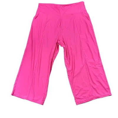 Pantalones deportivos capri de pierna ancha rosa intenso sin marca (talla 3X) Foto 1 de 3