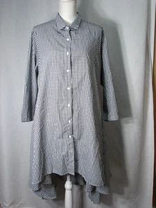Step In Style schwarz-weiß Gingham Print A-Linie Tunika Swing Kleid Lagenlook L - Bild 1 von 9