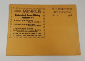 Minkus Nº Conmemorativo 25 páginas de álbum de estampillas complementarias 1974 - Imagen 1 de 2