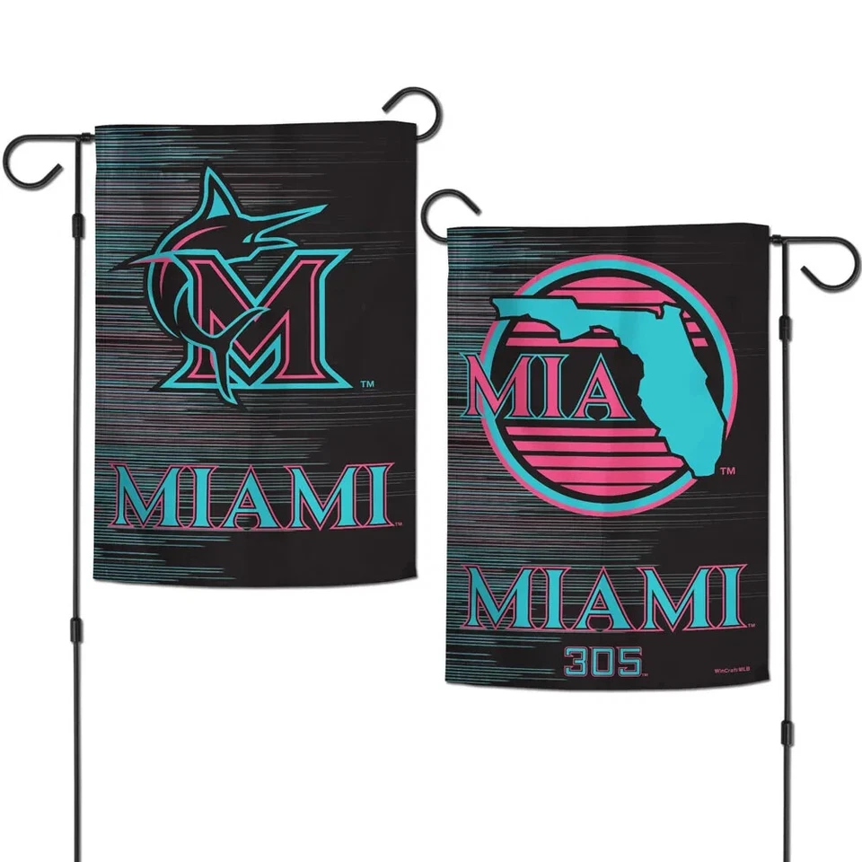 MIAMI MARLINS CITY CONNECT 12"X18" 2-SIDED GARDEN FLAG NEW WINCRAFT 🐟 - Image 1 of 1