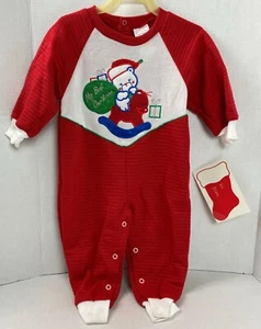 Vintage Christmas Romper 18 Mos 1990 Infant Celebrity Brand Baby's Best #21J - Picture 1 of 9