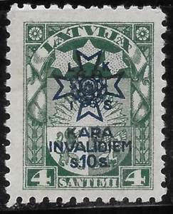 1923 LATVIA Semi-Postal OVPT"For war invalids"-Kara invalīdiem/10s+4s🔥MvLH OG - Picture 1 of 2