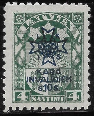 LETONIA 1923 Semi-Postal Embalaje original "Para inválidos de guerra"-Kara invalidiem/10s+4s🔥MvLH OG Foto 1 de 2