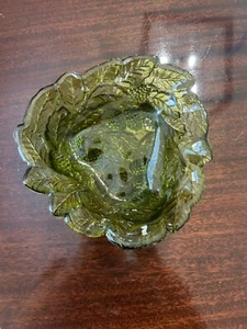 Vintage Indiana Green Glass Loganberry Raised Berries & Leaves Candy Dish Bowl - Picture 1 of 5