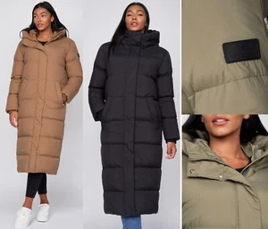 Mujer Crosshatch Larga Línea Chaqueta Parka Abrigo Puffer Acolchado Con Capucha Invierno Burbuja - Imagen 1 de 33