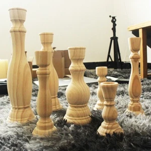 2 Size Wooden Vintage Table Candle Holder Candlestick Wedding Home Decoration - Picture 1 of 10