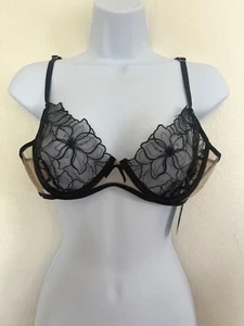 Tiger Mist XL Black Sheer Lace Floral Bra With Adjustable Straps & Underwire - Picture 1 of 11