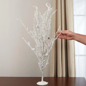 White Snow Flocked Twig Tabletop 31" Tree with Pinecones - Picture 1 of 3