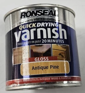 #Ronseal Schnelltrocknender Lack Antik Kiefer GLÄNZEND - 250 ml GERUCHARM - Bild 1 von 3
