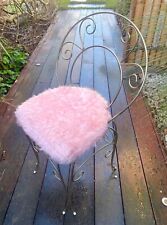 Make up/budoir chair vintage 1970’s with pink fur and brass frame
